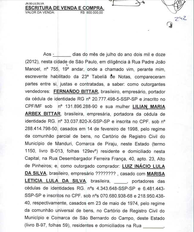 Escrevente confessa que preparou documento de venda do sítio de Atibaia para o nome de Lula 1