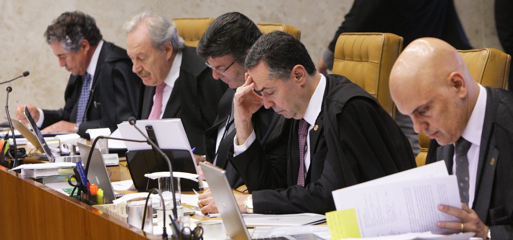 Mello, Lewandowski, Fux, Barroso e Moraes em sessão do STF Foto: Nelson Jr./SCO/STF