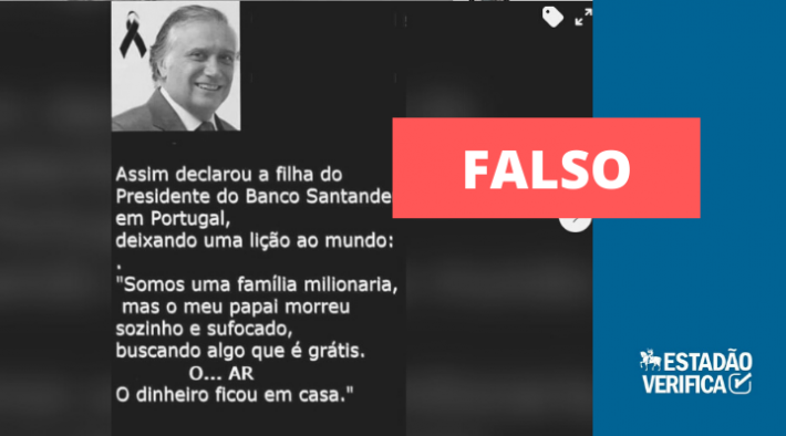 Mensagem falsa da filha do presidente do banco Santander