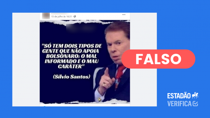 Silvio Santos não chamou de mau caráter quem não apoia Bolsonaro