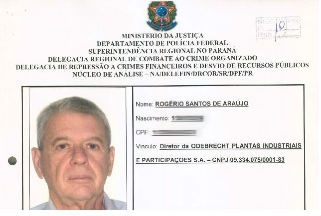 Qualificação do executivo Rogério Araújo, da Odebrecht, nos autos da Lava Jato / Foto: Reprodução