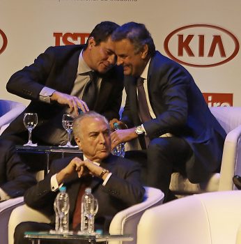 Sérgio Moro, Aécio Neves e Michel Temer. Foto: Alex Silva/Estadão