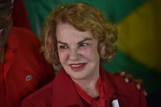 (FILES) This file photo taken on October 02, 2016 shows the wife of Brazilian former president Luiz Inacio Lula da Silva, Marisa Leticia, at a polling station during the municipal elections' first round in Sao Bernardo do Campo, 25 km south of Sao Paulo, Brazil, on October 2, 2016. Marisa Leticia suffered a brain hemorrhage on January 24, 2017 and was hospitalized in Sao Paulo. / AFP PHOTO / NELSON ALMEIDA