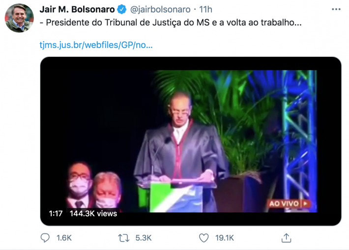 O tuíte de Bolsonaro