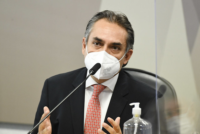 O presidente da Pfizer da América Latina e ex-presidente da farmacêutica no Brasil, Carlos Murillo, presta depoimento à CPI da Covid